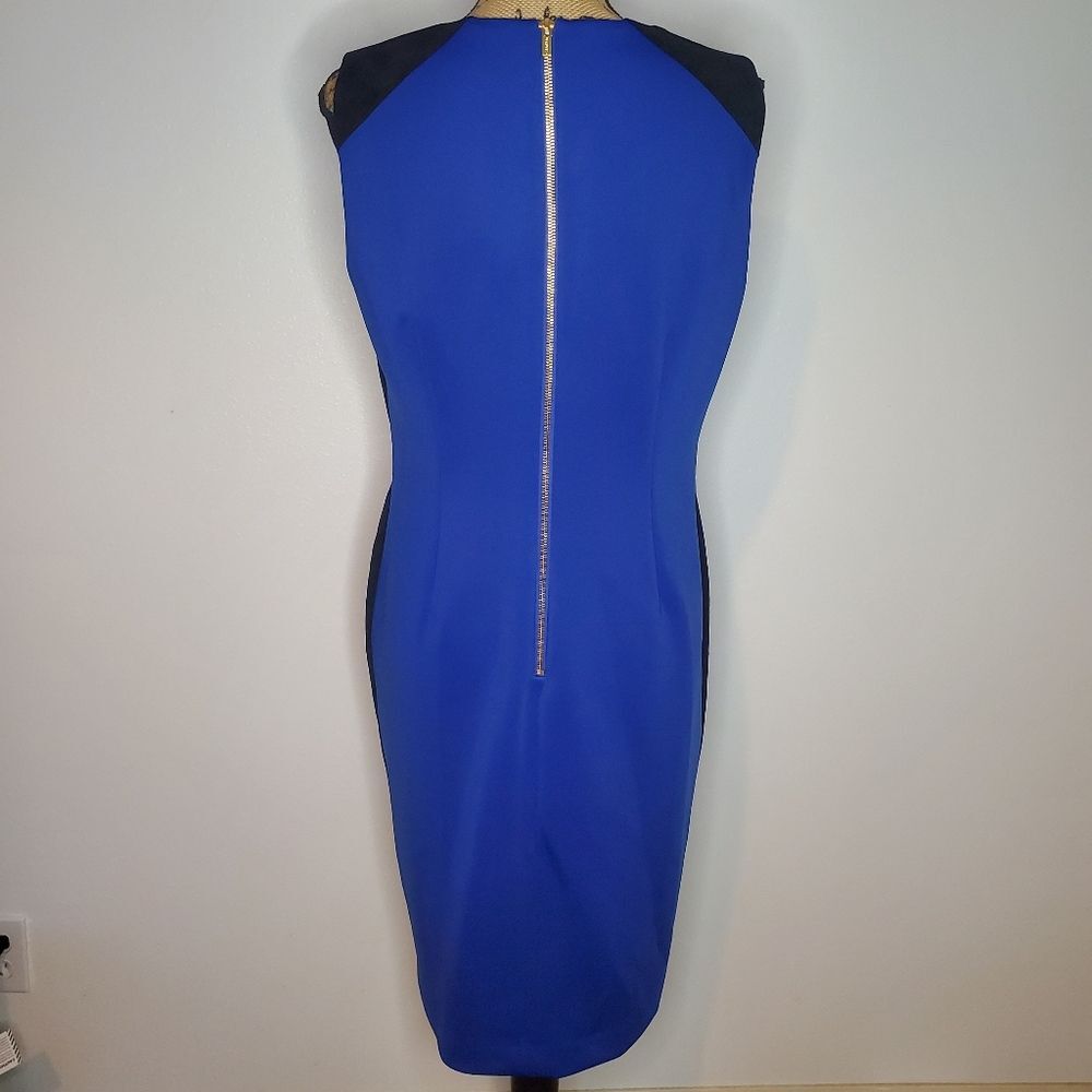 NWT Calvin Klein Faux Suede Silhouette Blue Dress Size 12 - Picture 7 of 13